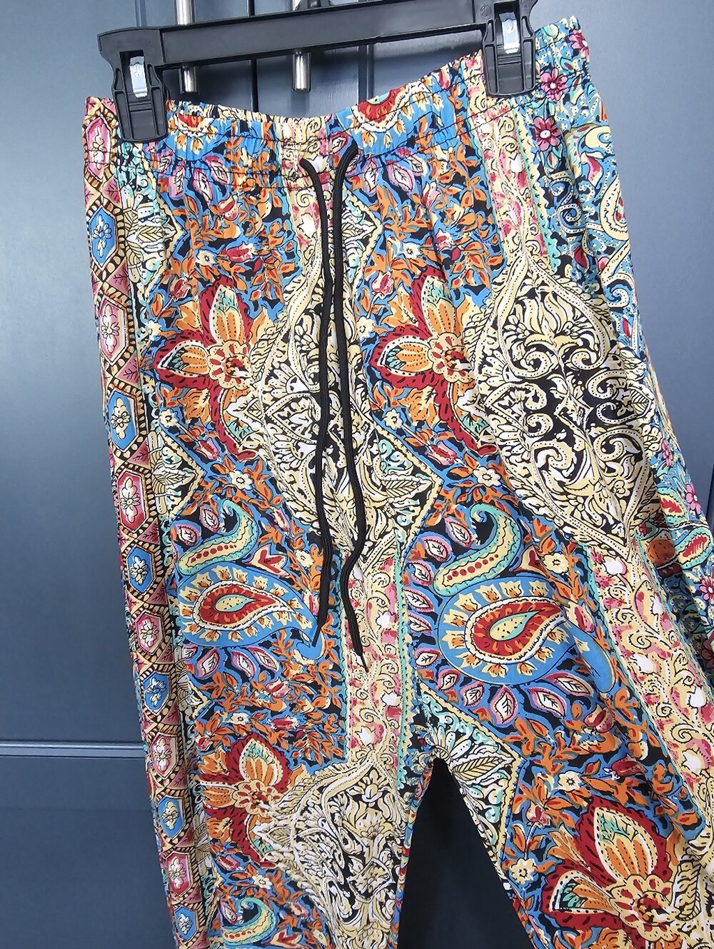 Boho Paisley Harem Pants Colorful Hippie Yoga Gypsy Lounge Joggers Size S/M